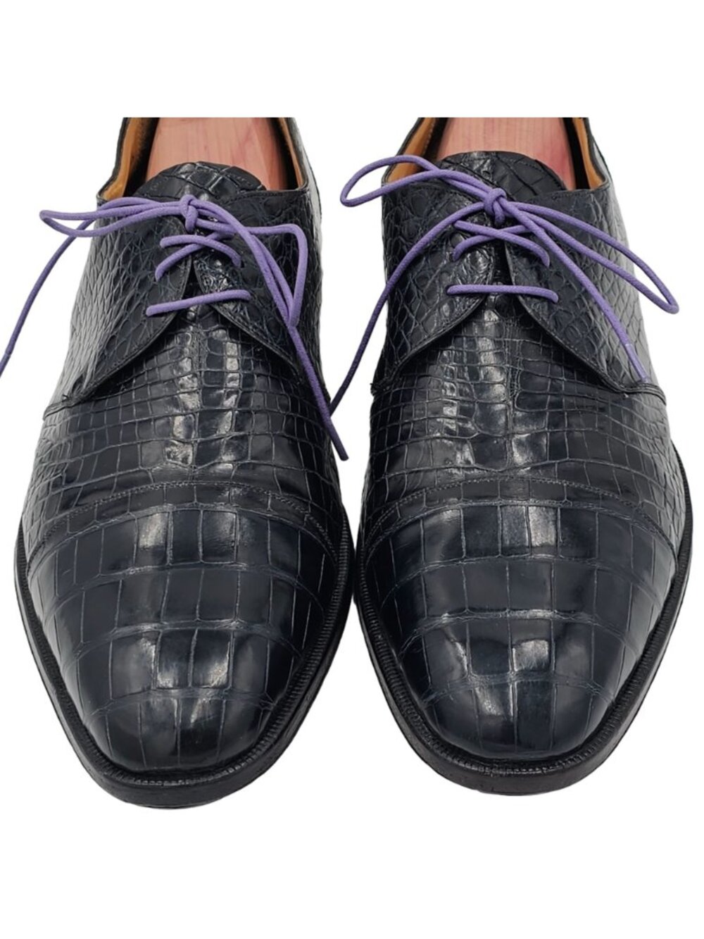 Vintage Exotic Full Alligator Men 15 Black Dress Shoes Paolo De Marco Oxfords - Picture 2 of 14